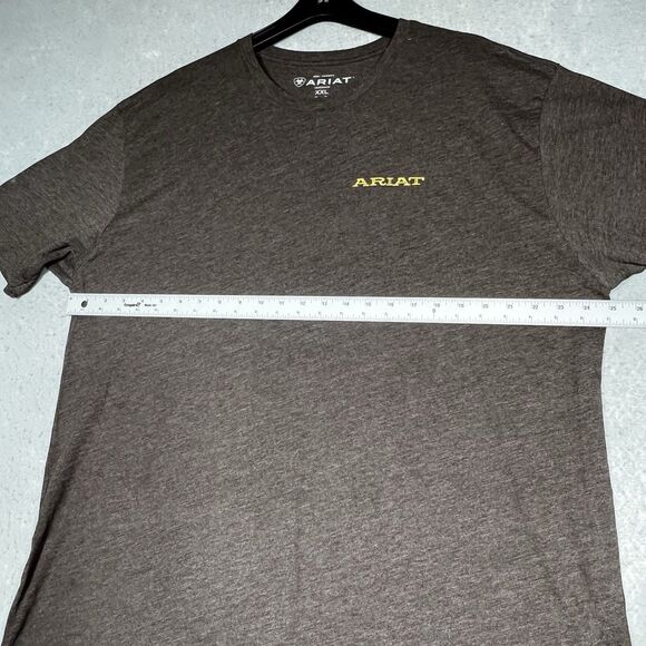 Ariat T-Shirt Mens XXL Brown Buckle Heather Graphic Logo Short Sleeve Western - Picture 9 of 12